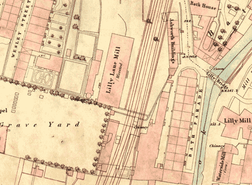 Map showing location of Lilly Lane Mill