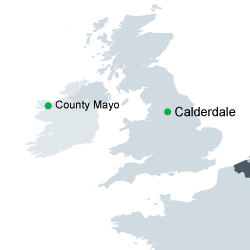 Map of County Mayo in relation to Calderdale