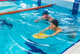 woman using floatation device